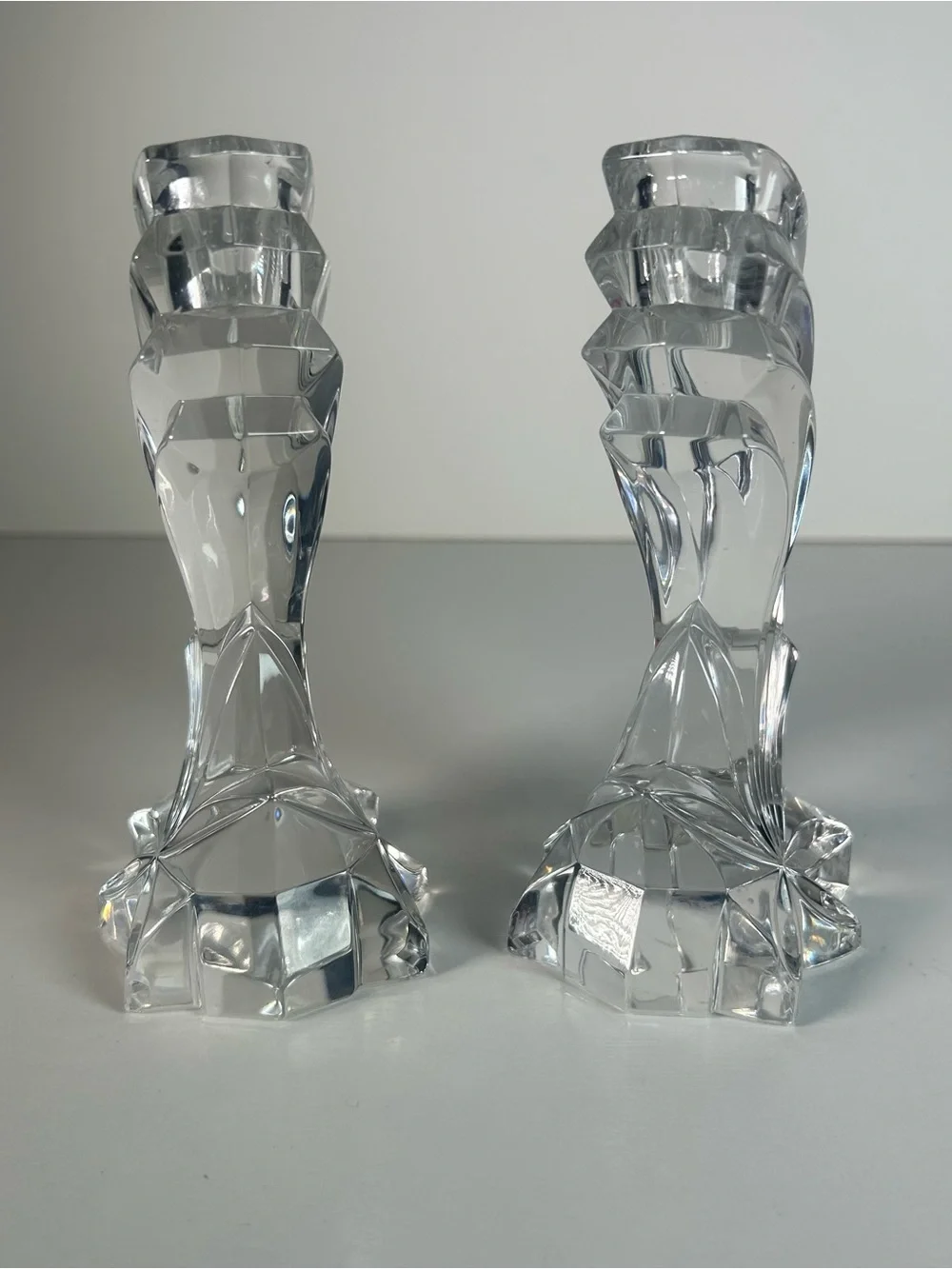 Lenox Fall Star Fine Crystal Candlestick Holders Set Of 2 Vintage Clear Elegant